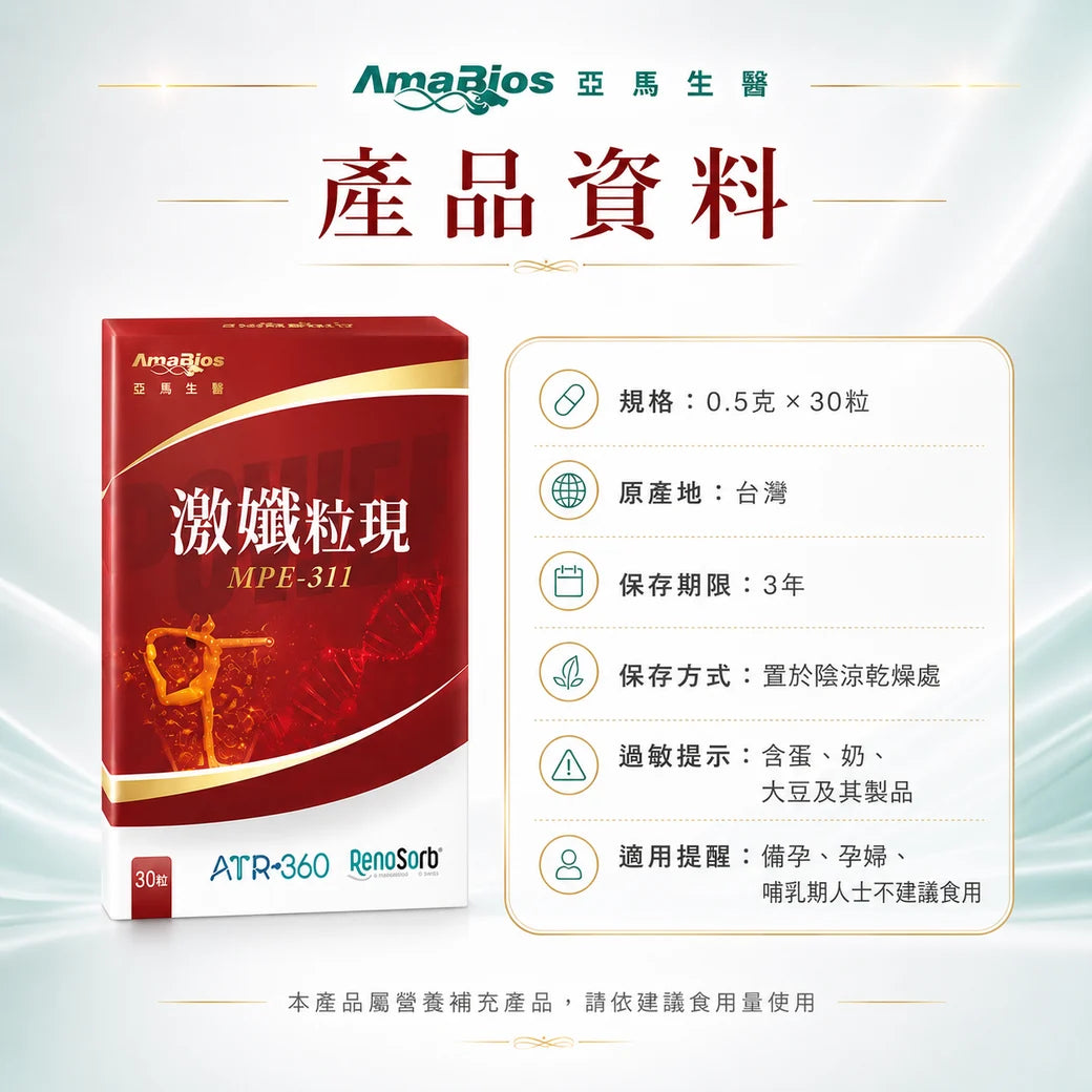 AmaBios 亞馬生醫 - MPE-311 激孅粒現 (30粒) ATR-360包覆技術