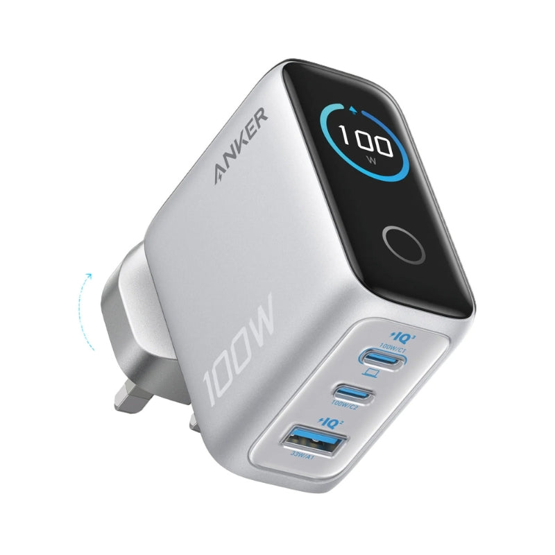 Anker - 100W 3Ports輸出牆插充電器 連USB-C充電線 (Smart Display) B121B【香港行貨】