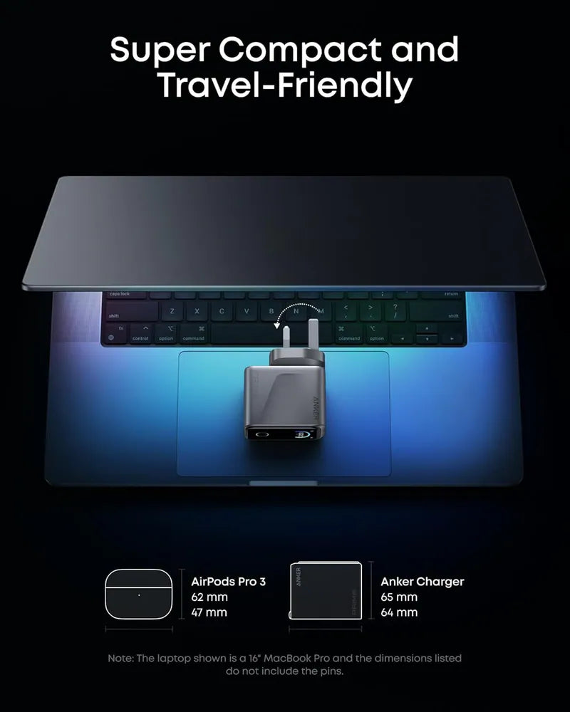 Anker - Prime Charger (160W, 3 Ports, Smart Display) 140W USB-C 3輸出牆插充電器 A2687【香港行貨】