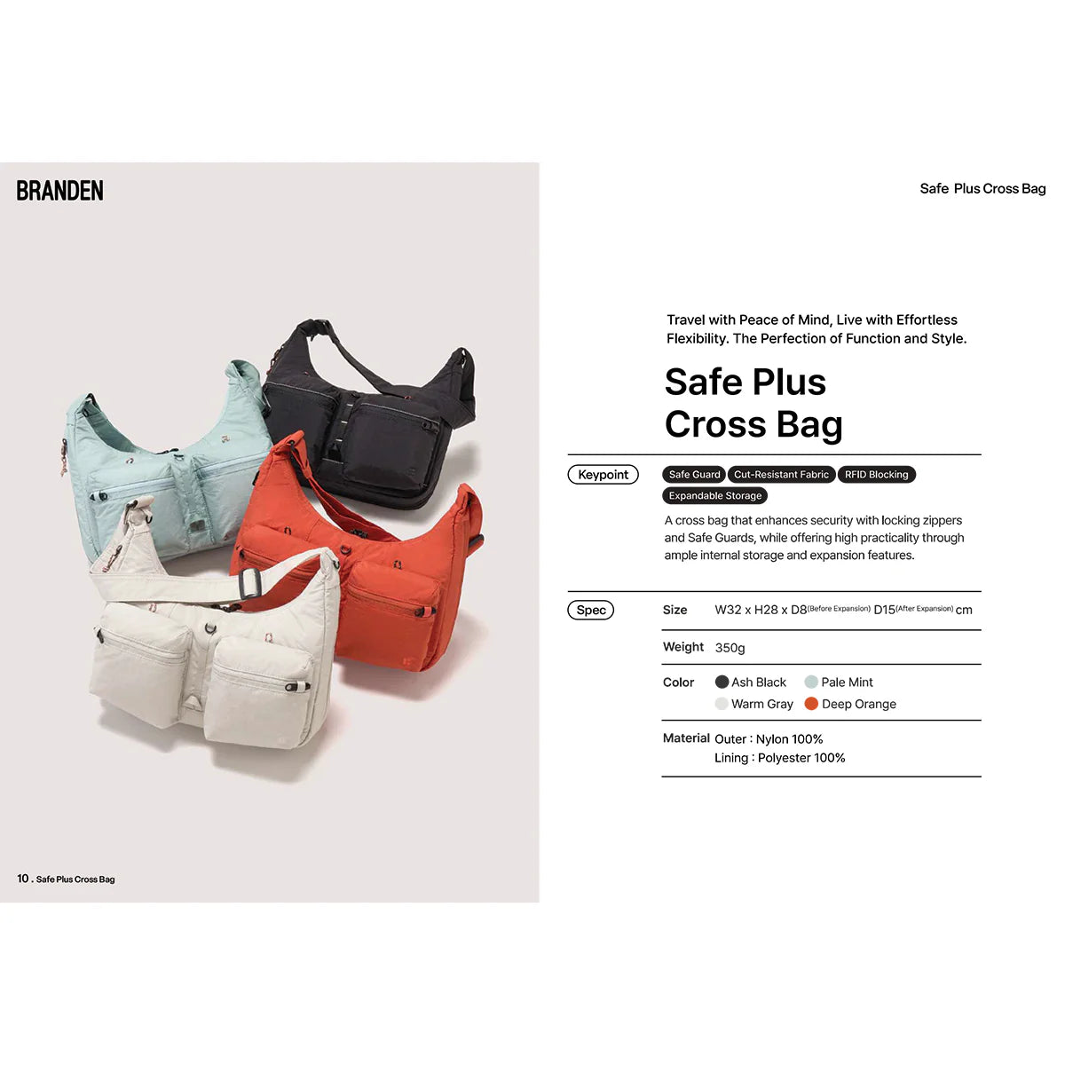 Branden - Safe Plus Cross Body Bag (9.5L) 防盜斜揹袋 韓國品牌