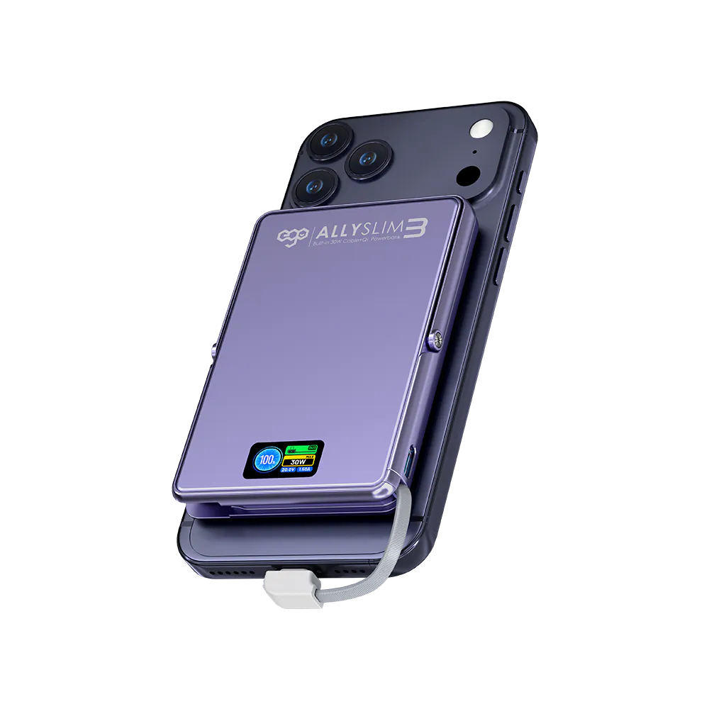 EGO - AllySlim3 4in1 30W PD 10000mAh 外置電 行動電源 尿袋 半固態電池 (10000mAh, 3C可追溯二維碼版)【香港行貨】