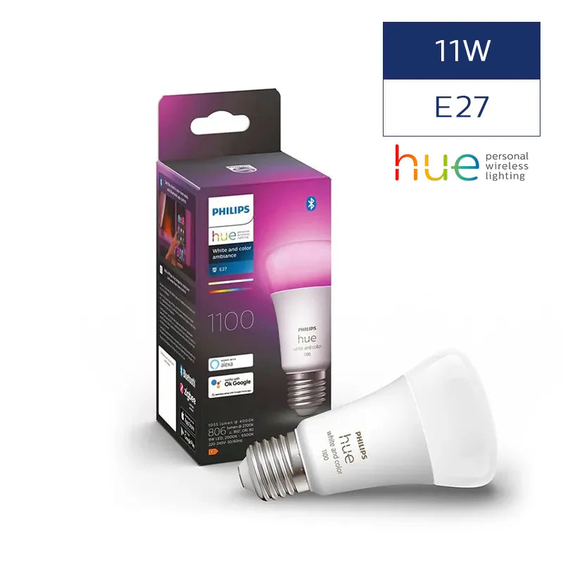 Philips - Hue E27 彩光智能燈泡 11W 白色彩色燈膽【香港行貨】