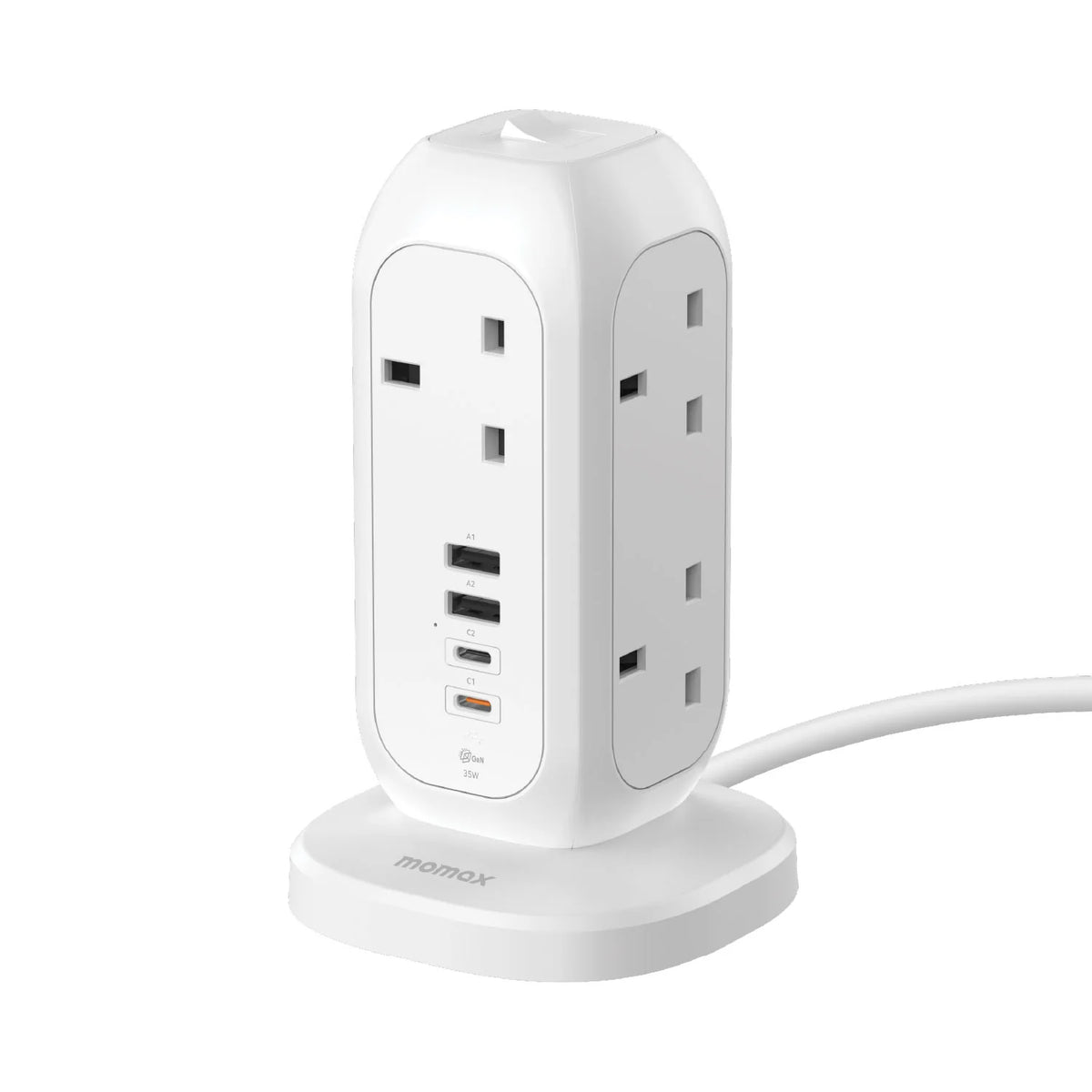 Momax - OnePlug 1-Plug PD35W 2A2C 7位拖板 直立式拖板US18A【香港行貨】