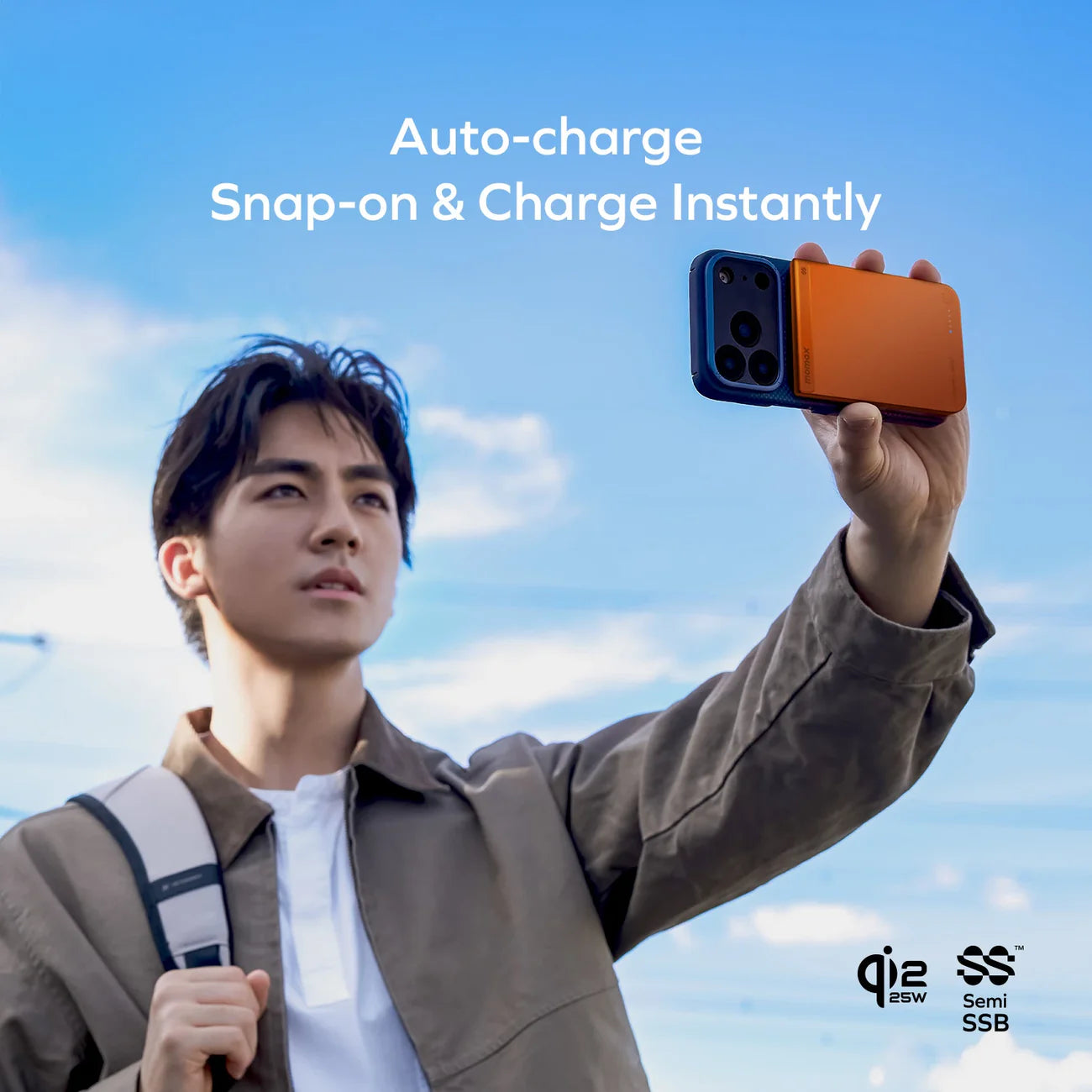 Momax - 1-Power S.Pass2 半固態磁吸流動電源 IP163Q22 外置電 行動電源 尿袋 (10000mAh, CCC認證, SSB)【香港行貨】