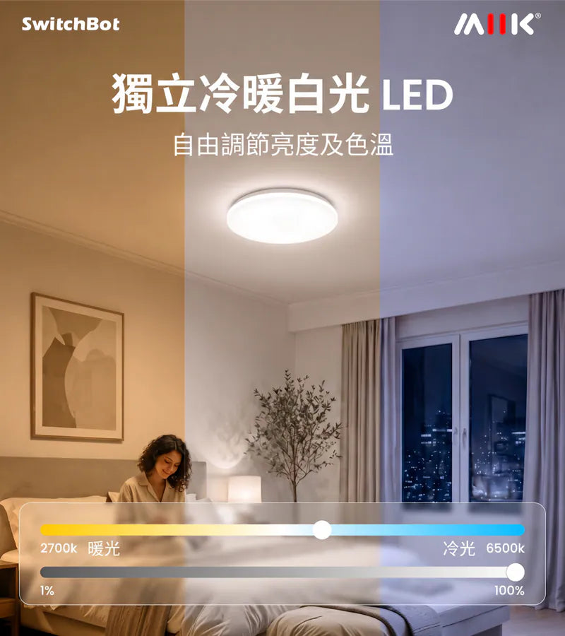 SwitchBot - RGBICWW LED吸頂燈 2700K-6500K可調光 Matter認證 (15吋/12吋 選擇)【香港行貨】