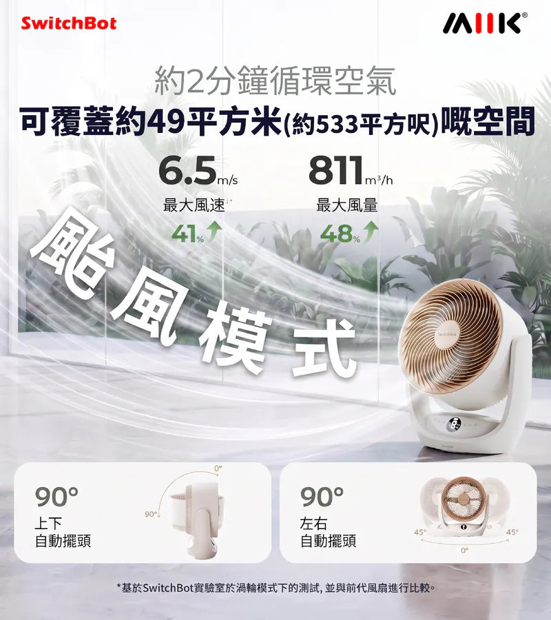 SwitchBot - Battery Circulator Fan 2 Pro 內置電池智能循環風扇 Wi-Fi 連線 (直入Matter)【香港行貨】