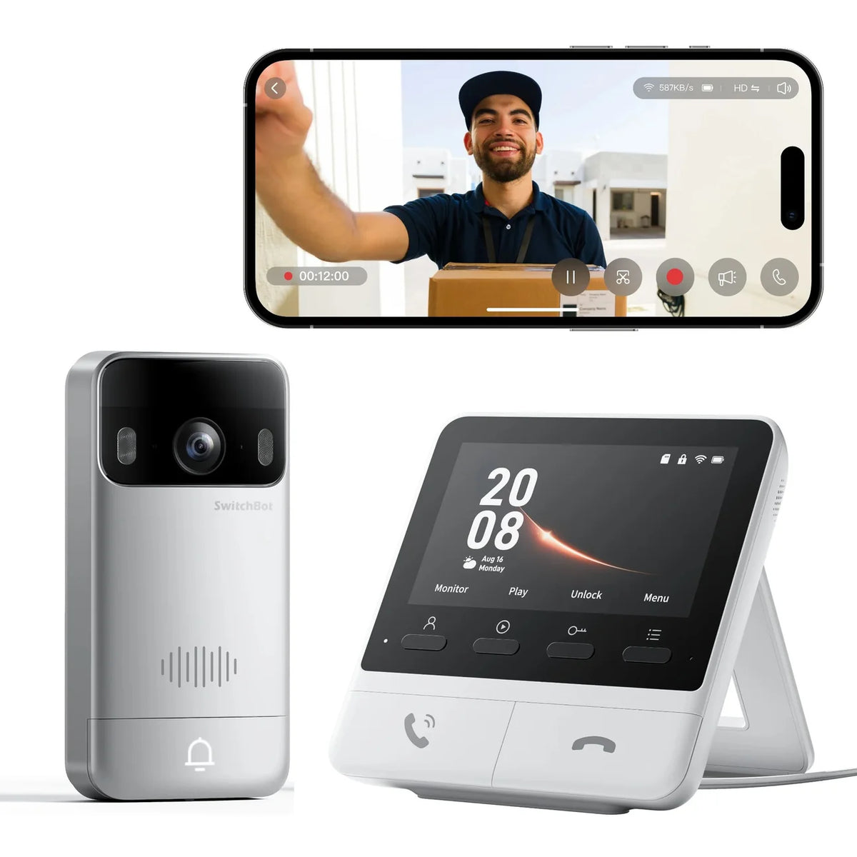 SwitchBot - Smart Video Doorbell 無線貓眼門鐘配備多功能顯示器【香港行貨】