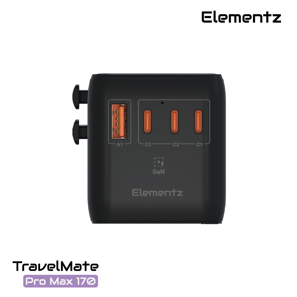 Elementz - PD3.1 170W 4接口 通用旅行轉插 旅行充電器 TravelMate ProMax 170W Travel Adapter (PT-W170)【香港行貨】