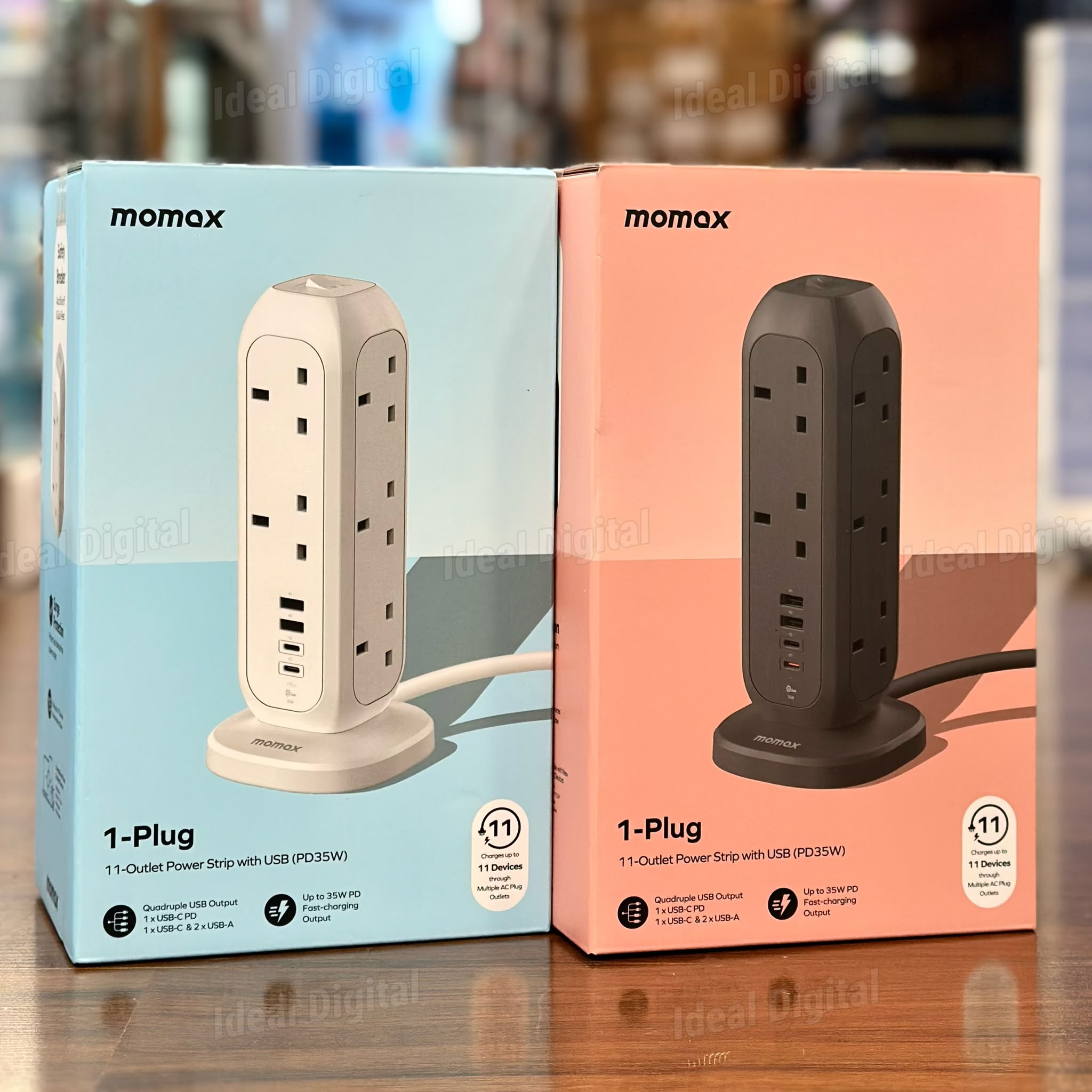 Momax - OnePlug 1-Plug PD35W 2A2C 11 位拖板 直立式拖板 升級至3m電源線【香港行貨】