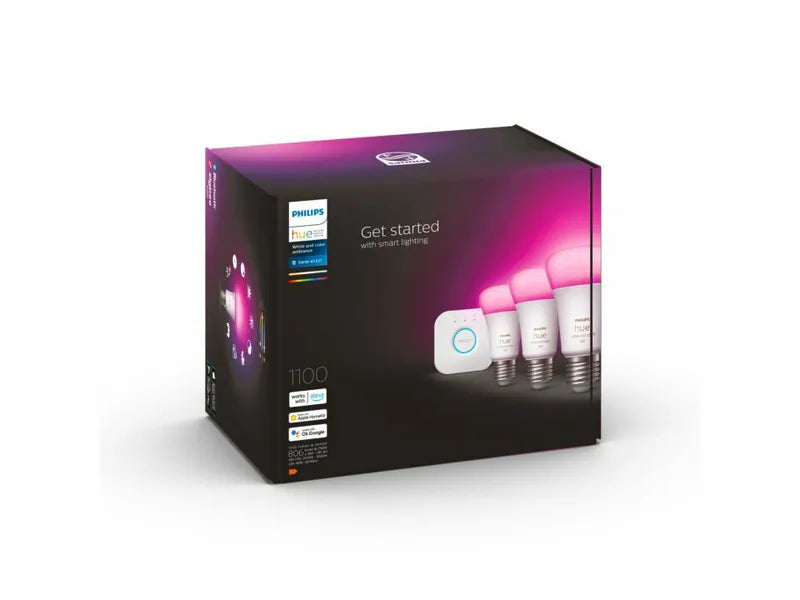 Philips - Hue E27 彩光燈泡入門套裝 11W 白色+彩色燈膽 White And Color Ambiance Starter Kit 1100lm【香港行貨】
