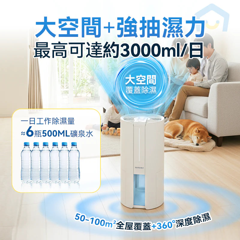 Yohome 家の逸 - HL200 4L抽濕機 吸濕器 轉輪式Dual-Dry專利四季控濕暖風乾衣抽濕機【香港行貨】