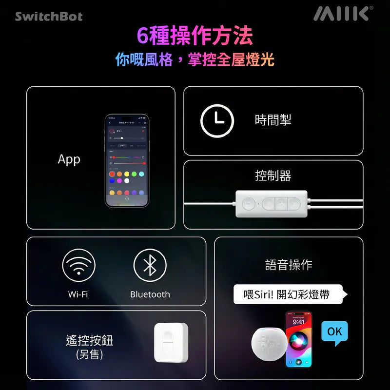 SwitchBot - RGBIC LED Smart Lightstrip 幻彩燈帶 彩色調控智能燈帶 (5米) 【香港行貨】