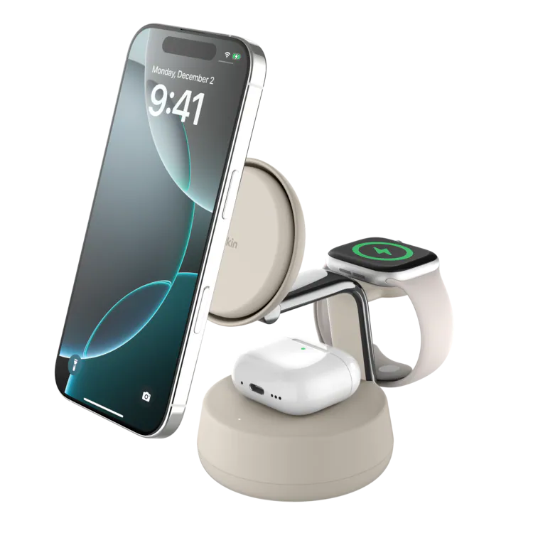 Belkin - UltraCharge Pro Qi2 3合1 磁吸充電座 25W 附45W充電器 WIZ040my【香港行貨】