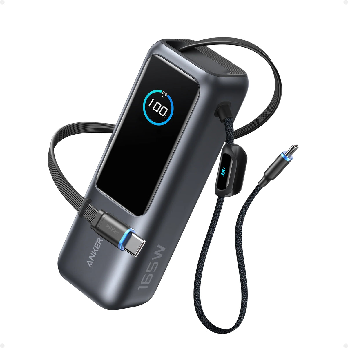 Anker - 165W 大功率行動電源 PD快充 內置伸縮充電線 尿袋 (25000mAh, CCC認證) A1695【香港行貨】