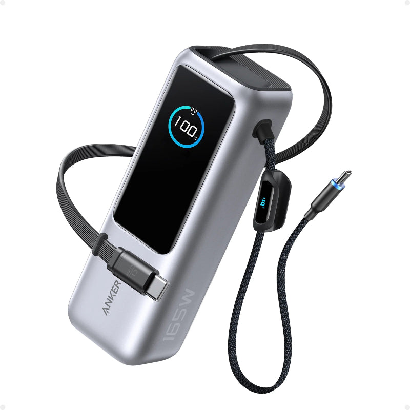 Anker - 165W 大功率行動電源 PD快充 內置伸縮充電線 尿袋 (25000mAh, CCC認證) A1695【香港行貨】