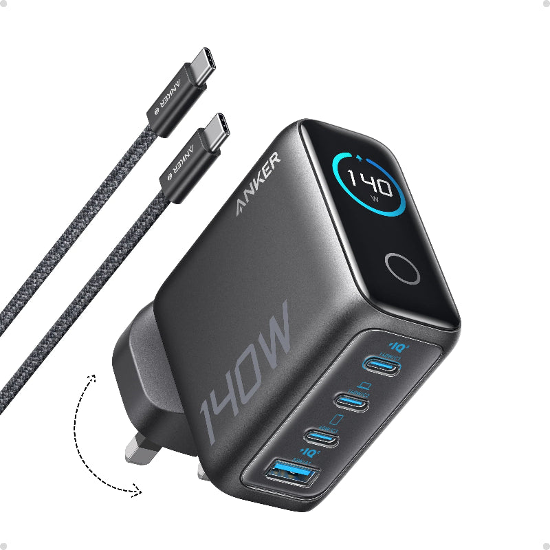 Anker - 140W 4-Port輸出牆插充電器 連USB-C充電線 (PD 3.1) B2697【香港行貨】
