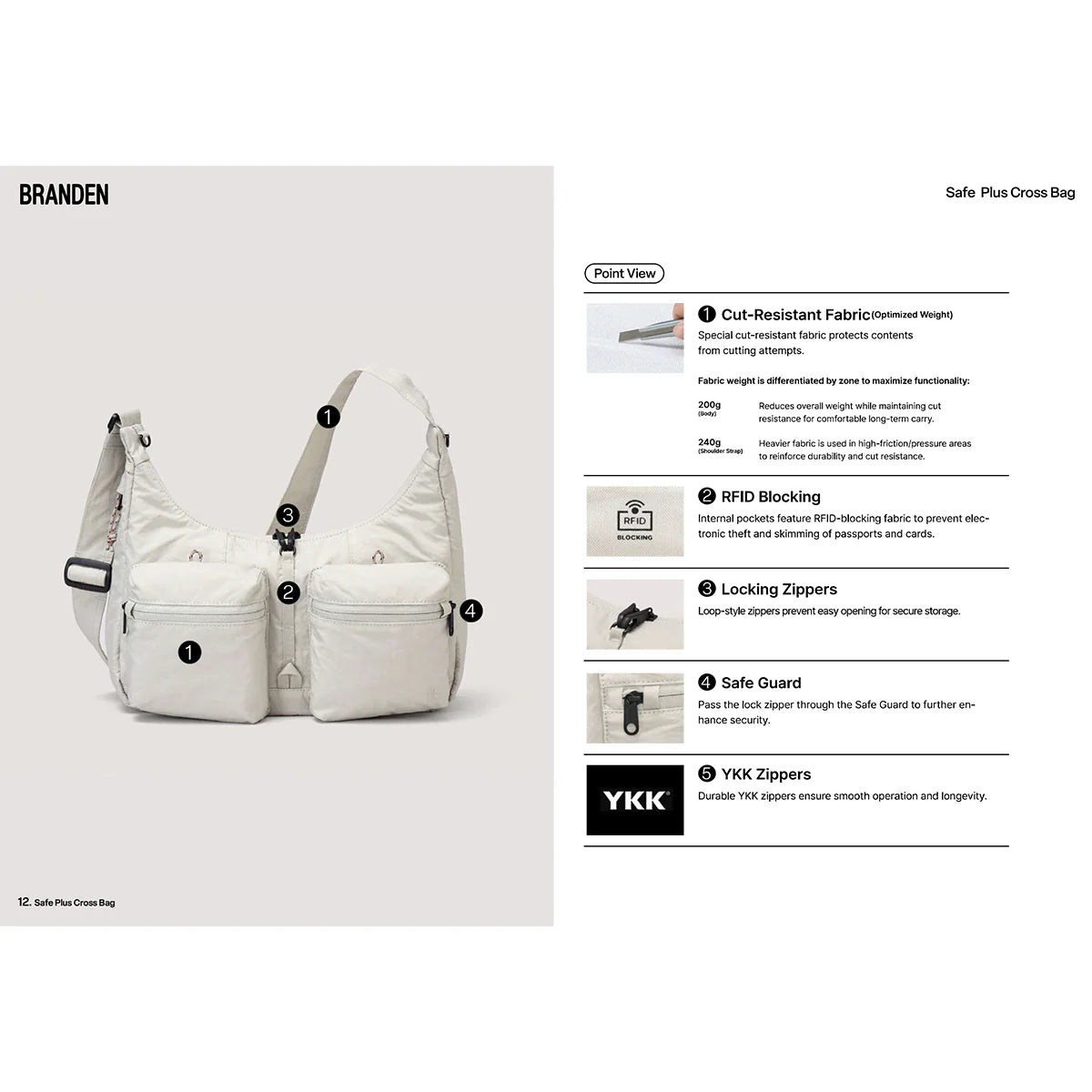 Branden - Safe Plus Cross Body Bag (9.5L) 防盜斜揹袋 韓國品牌