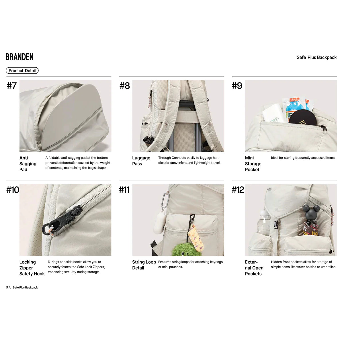 Branden - Safe Plus Backpack (30L) 多功能防盜背囊 韓國品牌