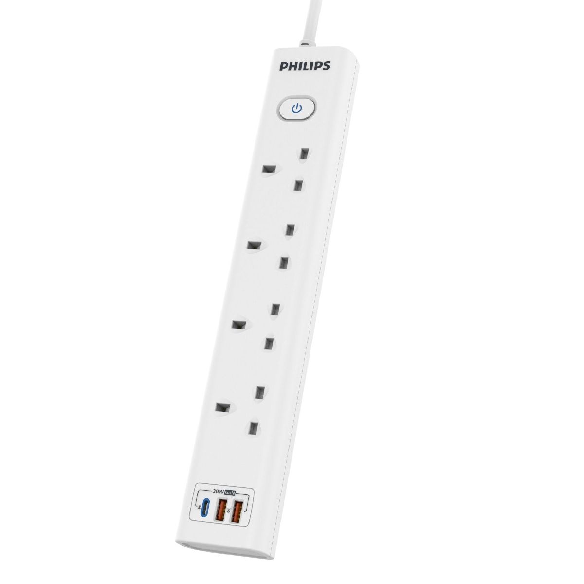Philips - CHP8243WB USB拖板 四位雙斷路總開關快充USB安全插座 【香港行貨】