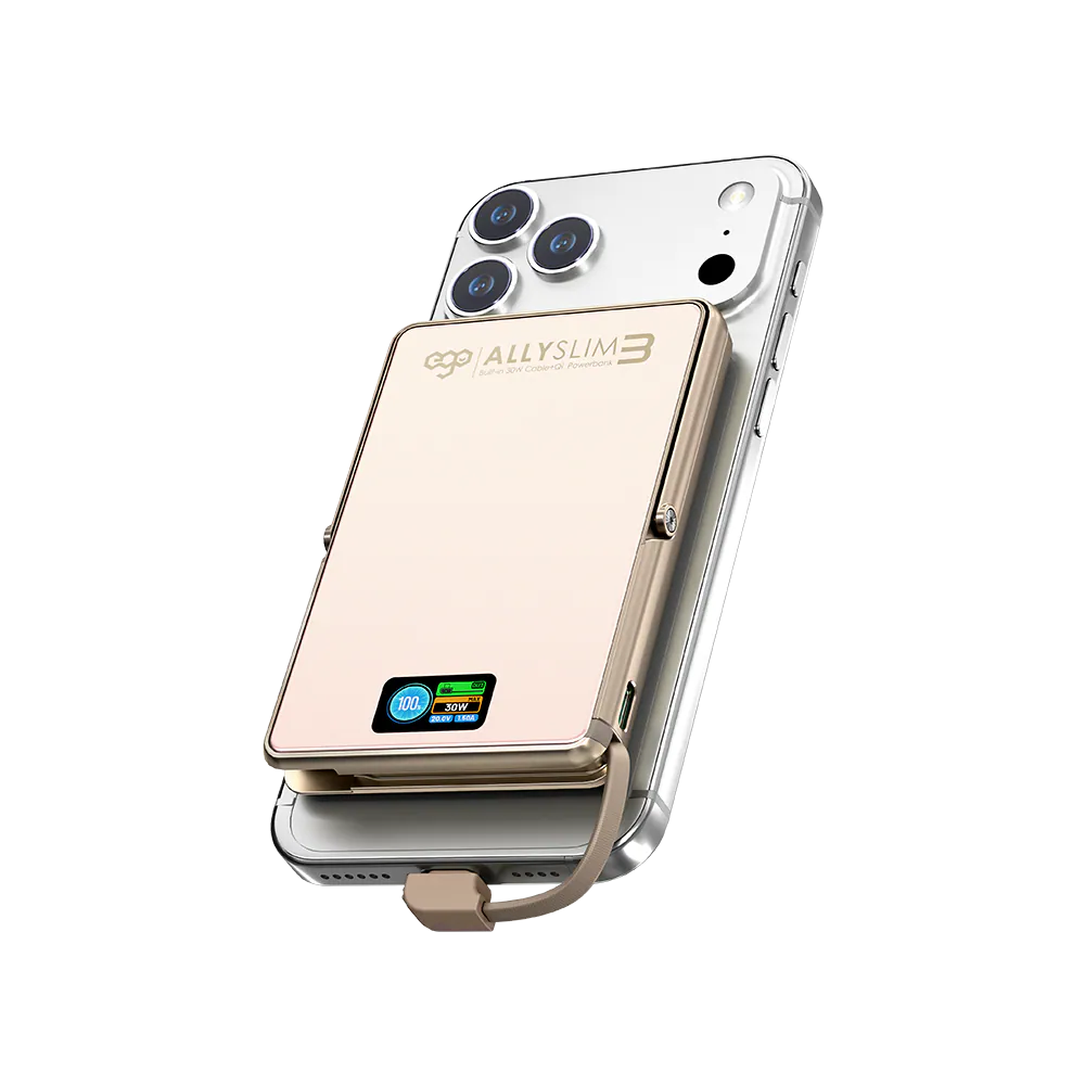 EGO - AllySlim3 4in1 30W PD 10000mAh 外置電 行動電源 尿袋 半固態電池 (10000mAh, 3C可追溯二維碼版)【香港行貨】
