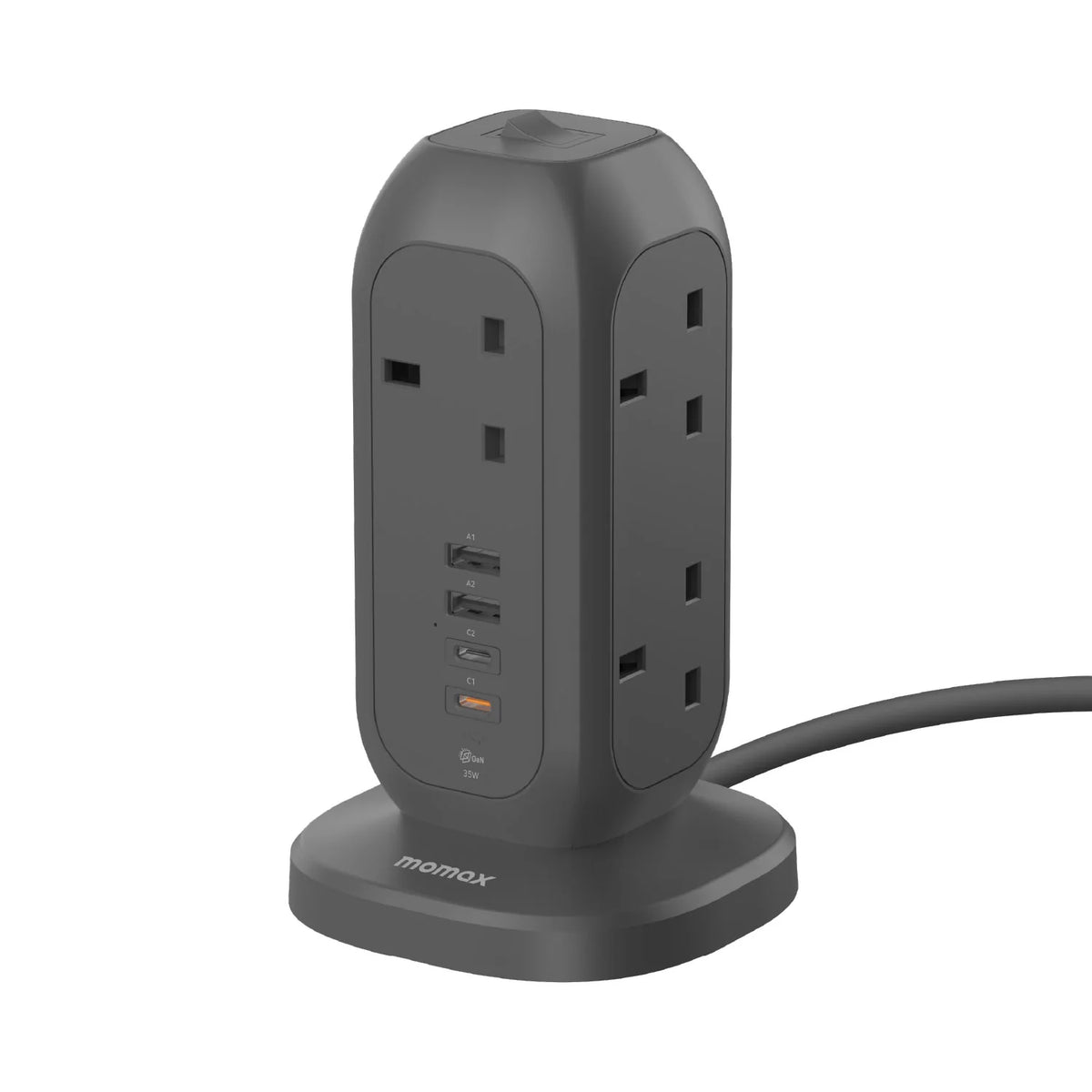 Momax - OnePlug 1-Plug PD35W 2A2C 7位拖板 直立式拖板US18A【香港行貨】