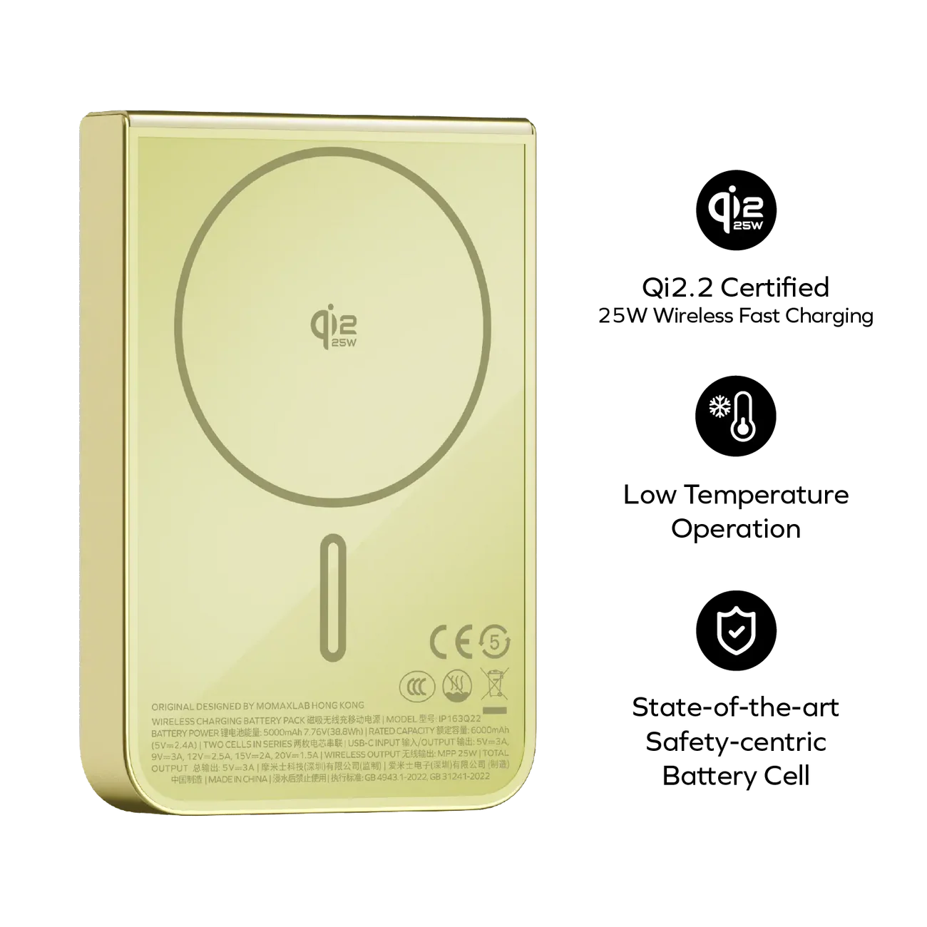 Momax - 1-Power S.Pass2 半固態磁吸流動電源 IP163Q22 外置電 行動電源 尿袋 (10000mAh, CCC認證, SSB)【香港行貨】