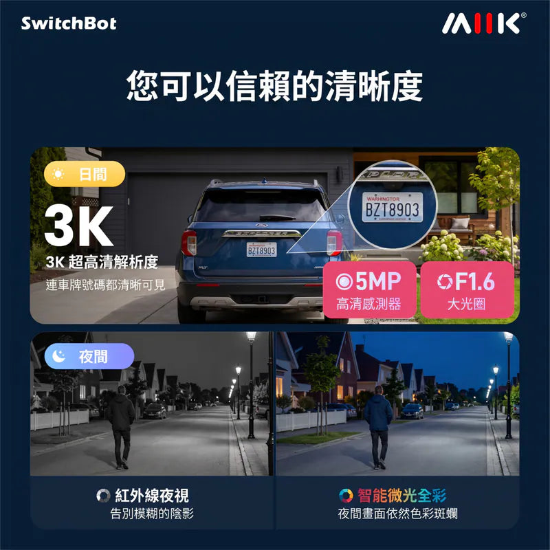 SwitchBot - 3K 戶外智能鏡頭旋轉攝影機 WIFI Outdoor Pan/Tilt IP Cam 3K【香港行貨】