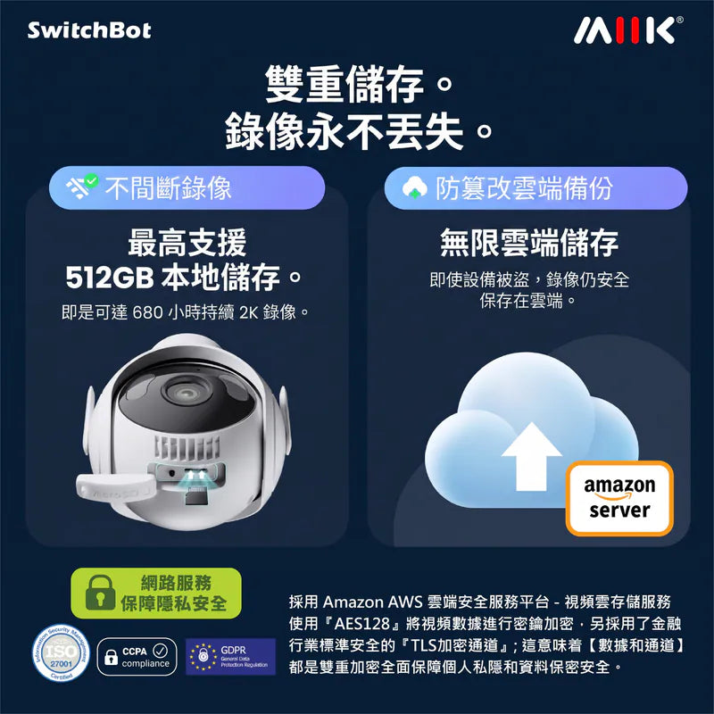 SwitchBot - 3K 戶外智能鏡頭旋轉攝影機 WIFI Outdoor Pan/Tilt IP Cam 3K【香港行貨】
