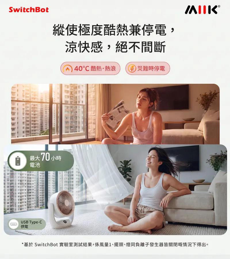 SwitchBot - Battery Circulator Fan 2 Pro 內置電池智能循環風扇 Wi-Fi 連線 (直入Matter)【香港行貨】
