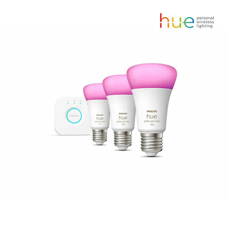 Philips - Hue E27 彩光燈泡入門套裝 11W 白色+彩色燈膽 White And Color Ambiance Starter Kit 1100lm【香港行貨】