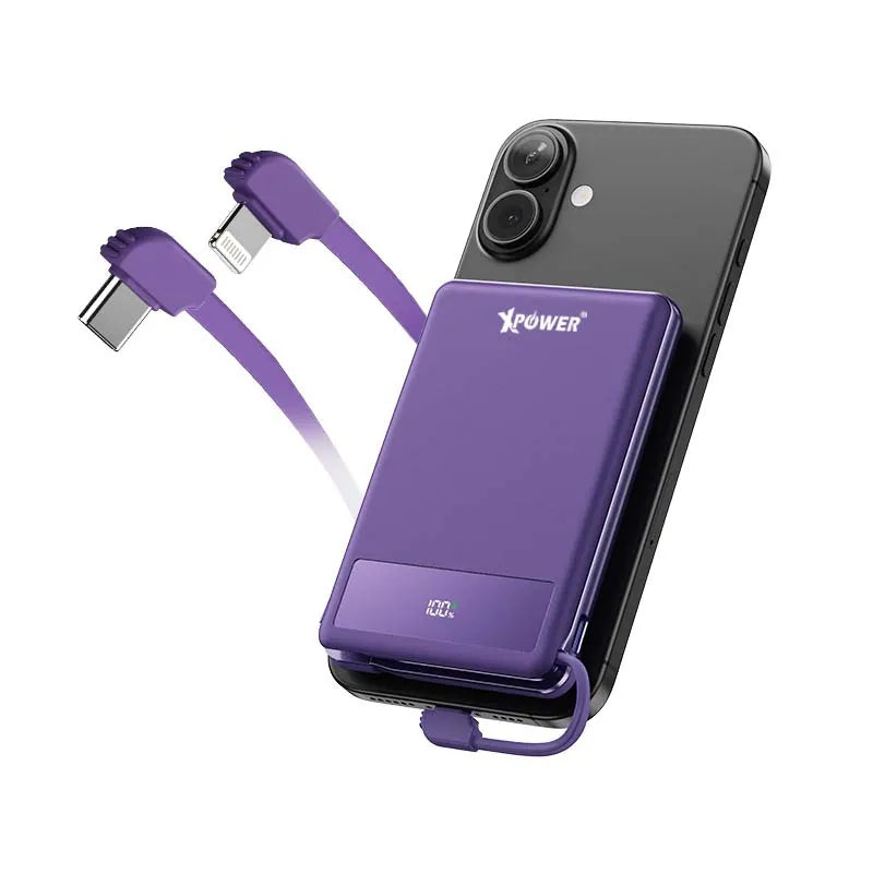 XPower - MagThin 10 MT10數顯 PD3.0 內置雙線行動電源 尿袋 *沒有磁吸* (10000mAh, CCC認證, 3C可追溯二維碼)【香港行貨】