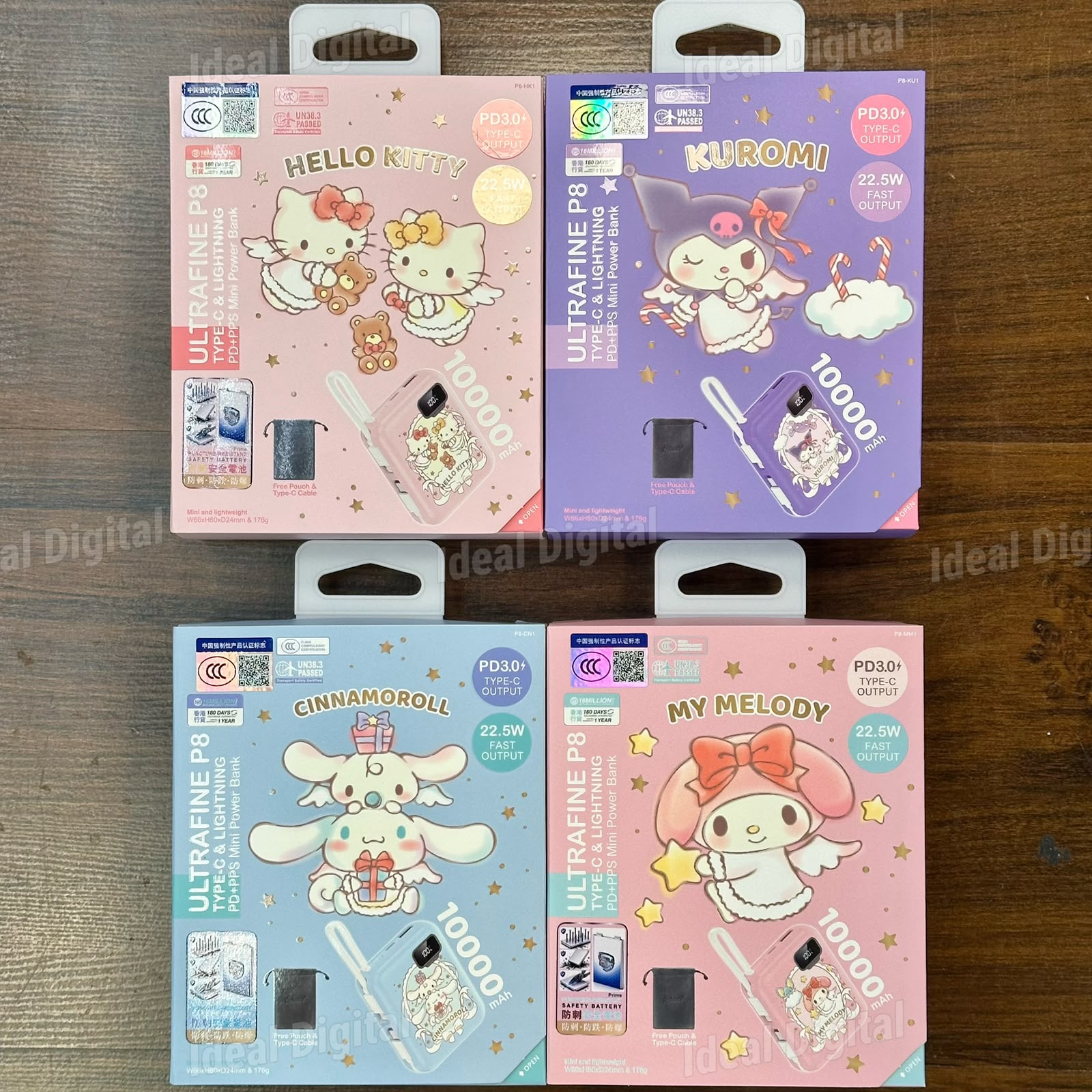 XPower - XPower x Sanrio ULTRAFINE P8 TYPE-C 雙內置線迷你數顯移動電源 行動電源 尿袋 (10000mAh, 3C可追溯二維碼)【香港行貨】