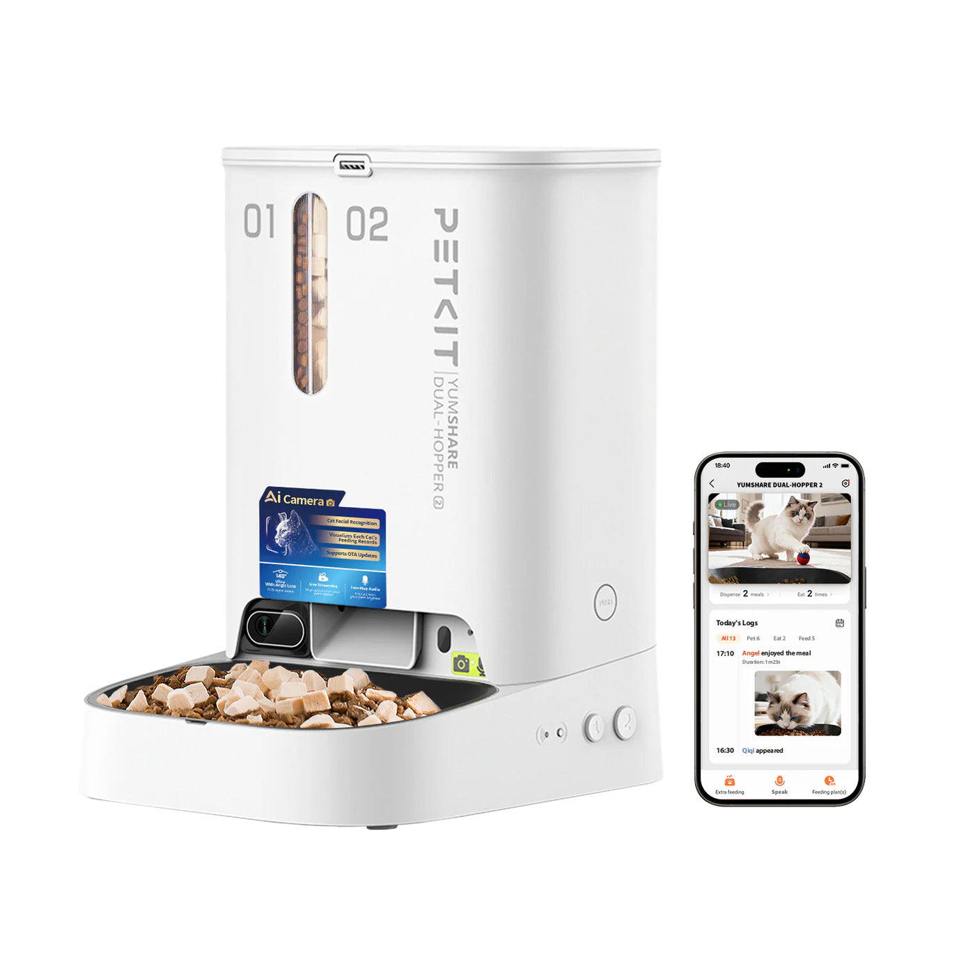 PETKIT - YumShare Gemini 2 Automatic Feeder with Camera Al鏡頭智能餵食器 pkd5sh【香港行貨】
