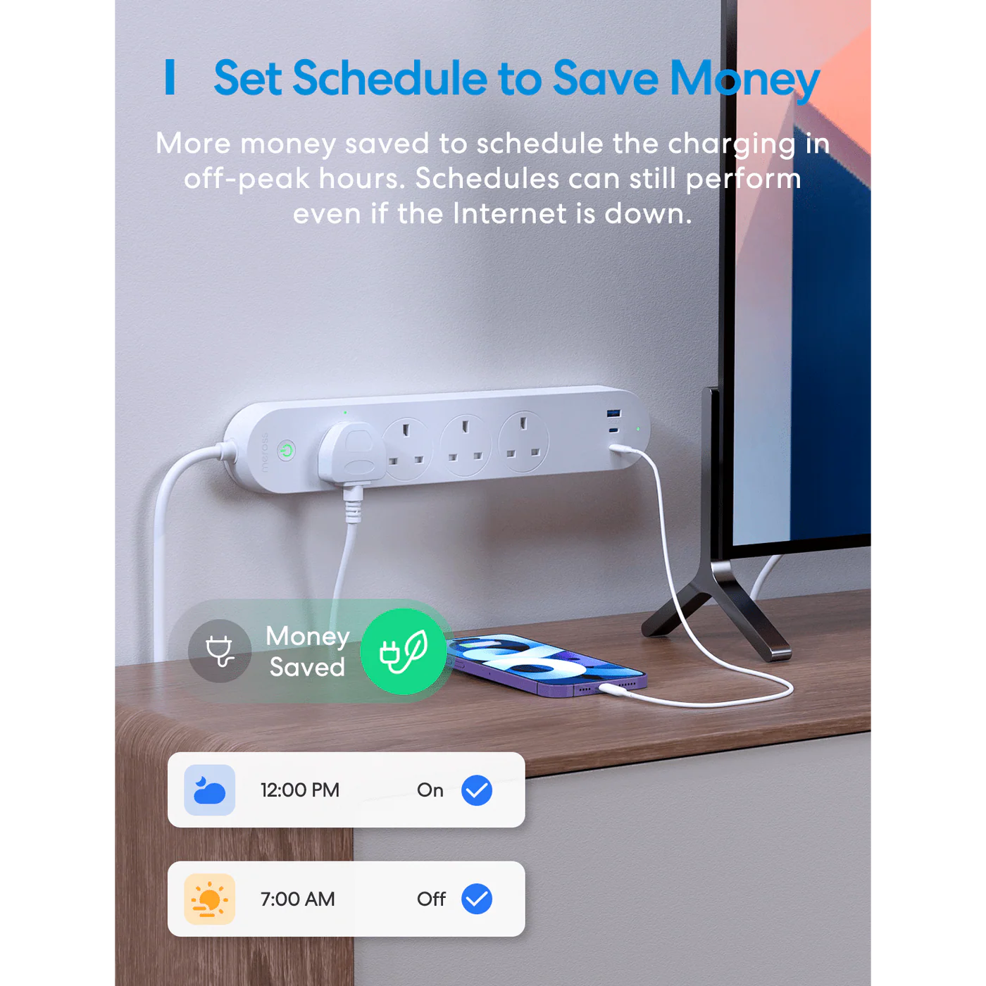 Meross - Smart Power Strip 智能快充拖板 65W GaN 智能拖板 (MSP843P UK)【香港行貨】