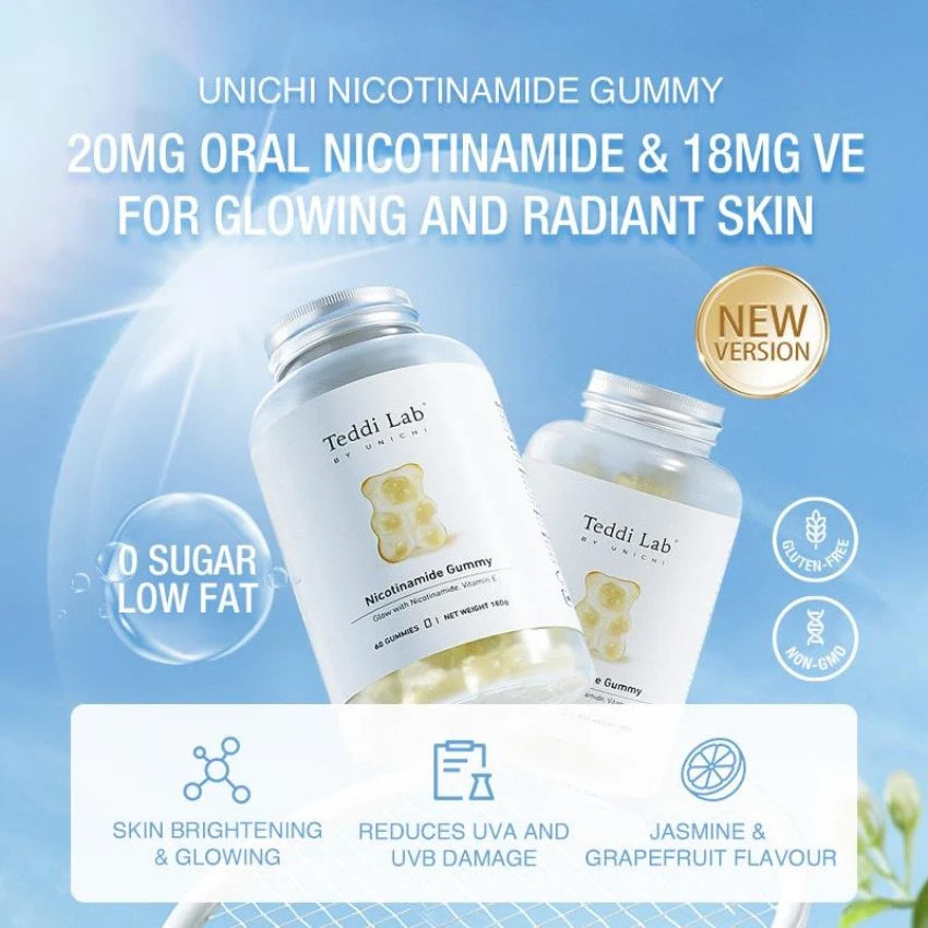 Unichi - Teddi Lab 酰胺精華美白小熊軟糖 茉莉花葡萄柚口味 (60粒) Nicotinamide Gummy Plus