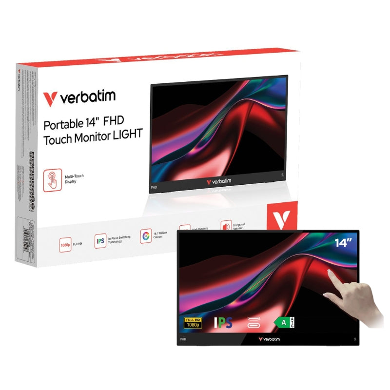 Verbatim威寶 - LIGHT系列 便攜式觸控顯示器 全高清1080p Touch Screen (14吋/15.6吋)【香港行貨】
