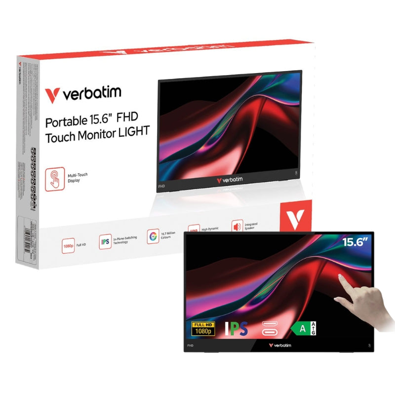 Verbatim威寶 - LIGHT系列 便攜式觸控顯示器 全高清1080p Touch Screen (14吋/15.6吋)【香港行貨】